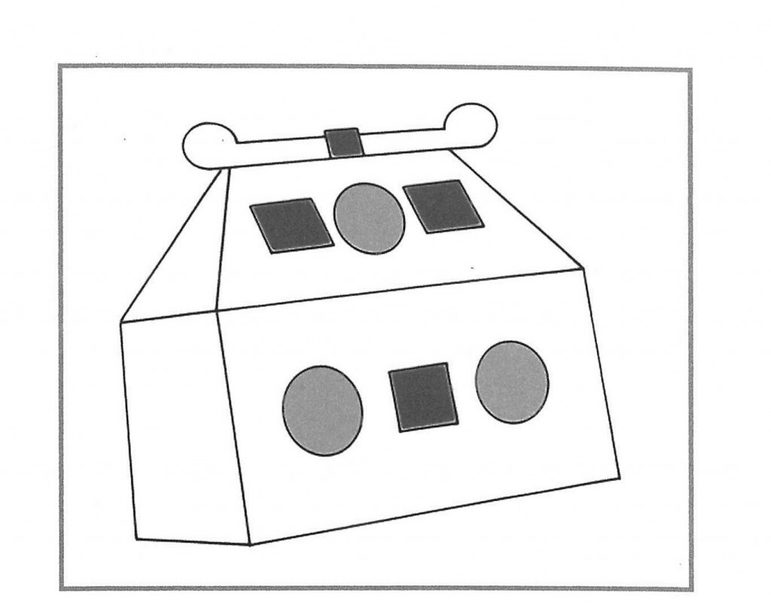 An infographic of a small box with a pyramidal roof.