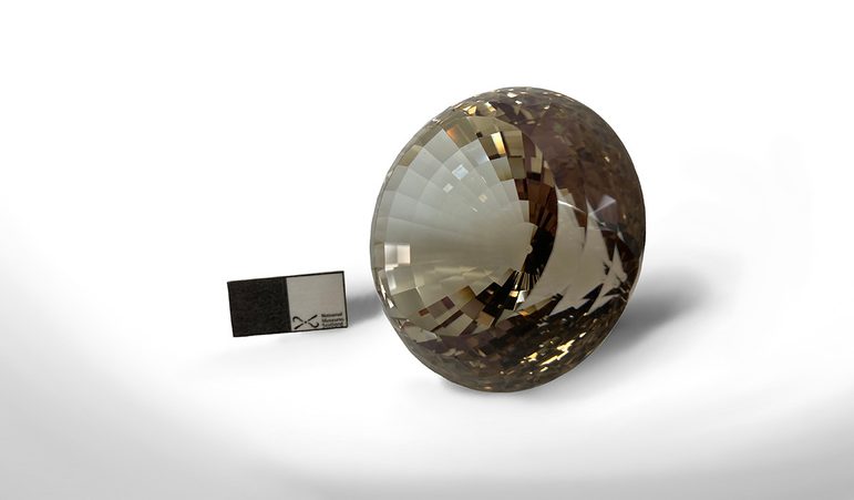 A large clear faceted subtly smoked gem