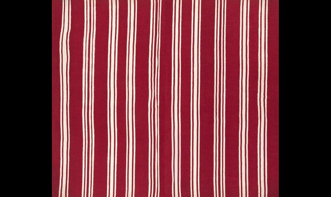 Ten sections of white stripes set against red background