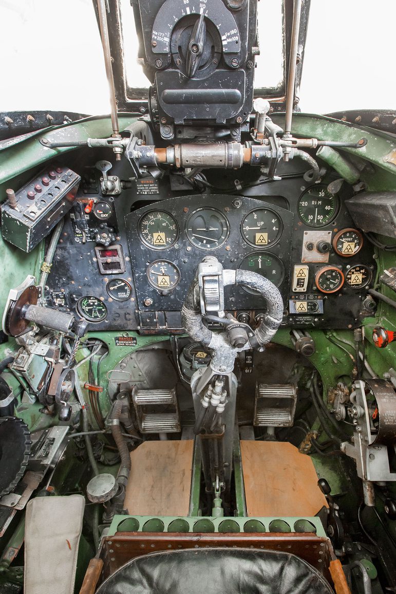 The cockpit of a single pilot aircraft.