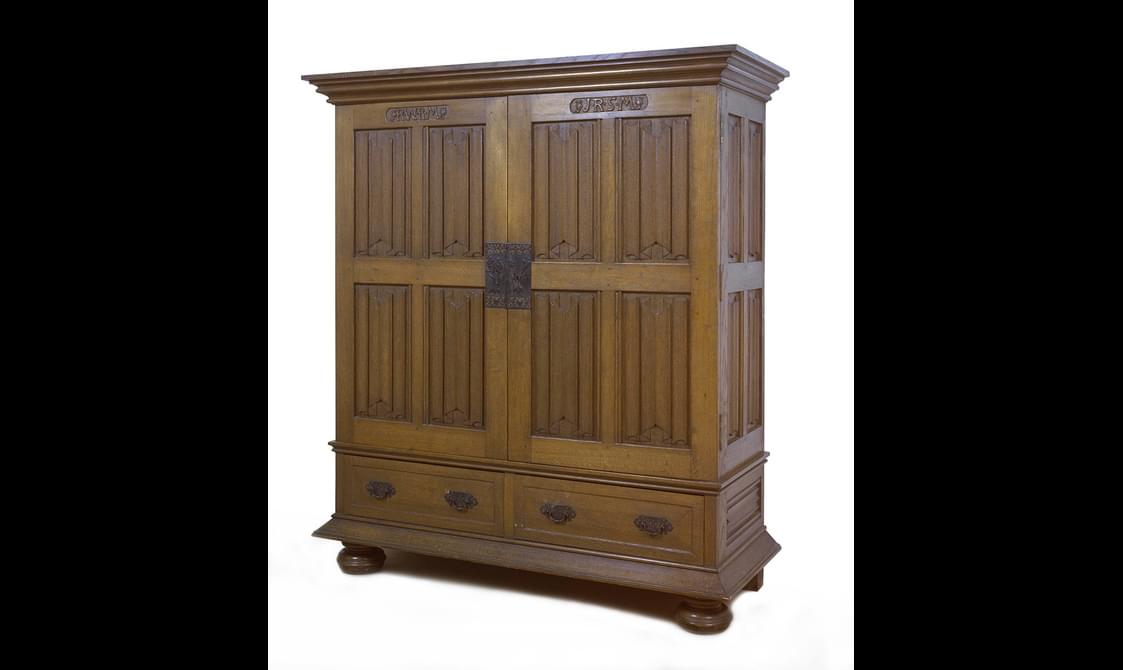 A large wooden cabinet.