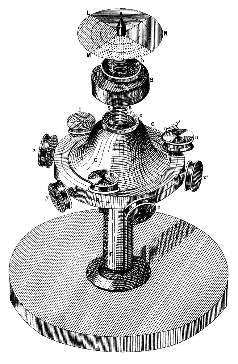 A black and white illustration of a dynamical top.