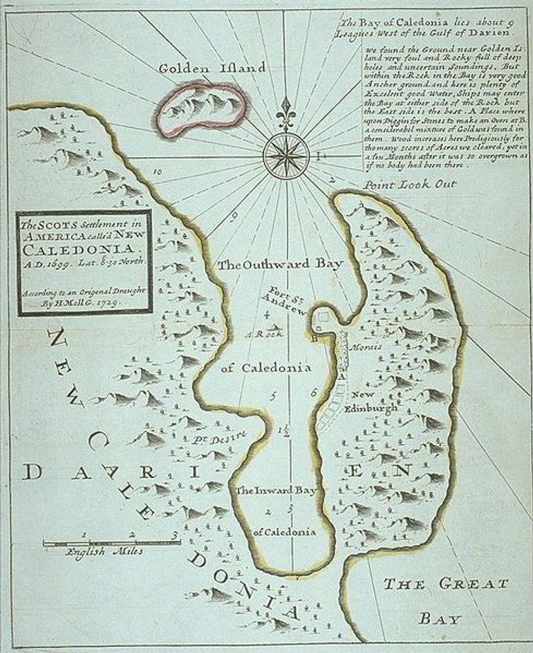 A map of landmass and sea with a compass-like round object depicting a 8 point star and rays coming out of it.