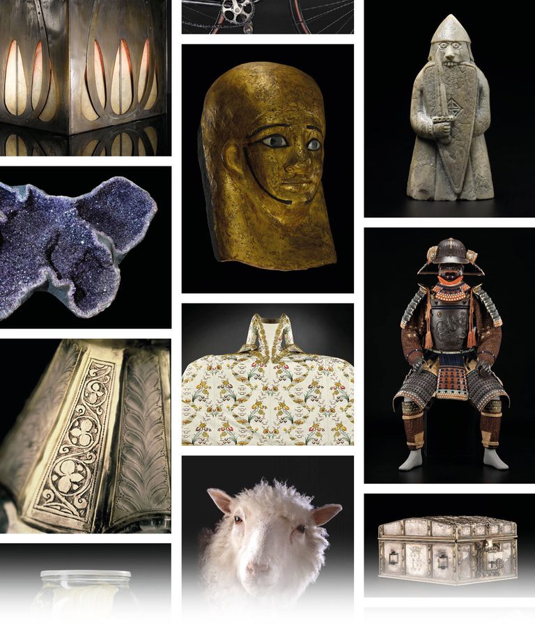 Rows of images of collection items held at the National Museum of Scotland.