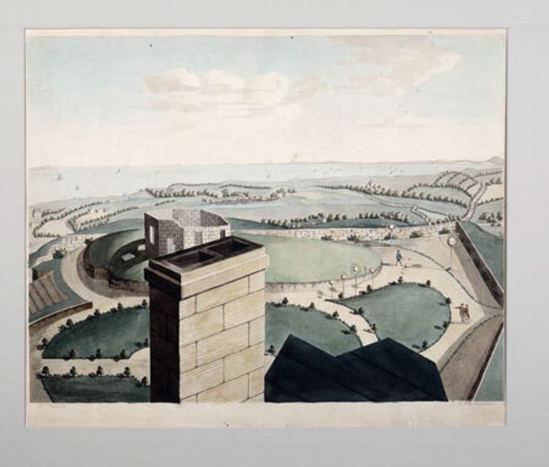 A panorama of Edinburgh from tower of Calton Hill observatory.