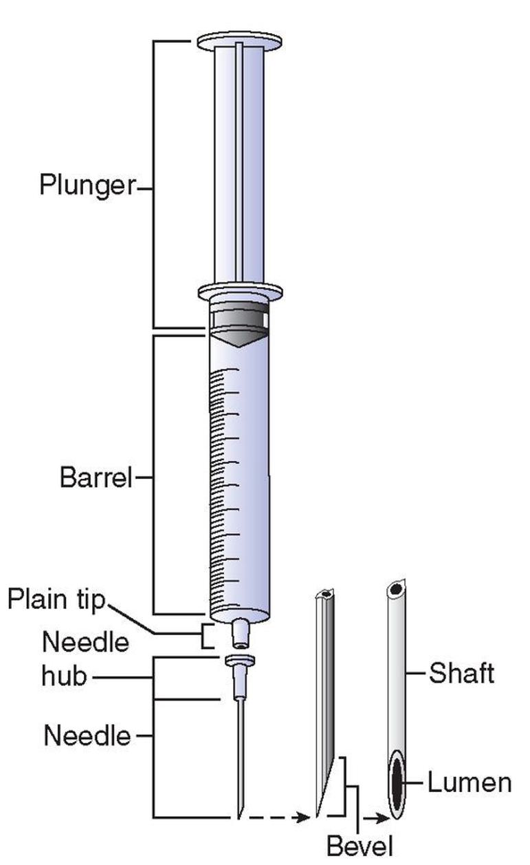 Infographic of the different components of a syringe.