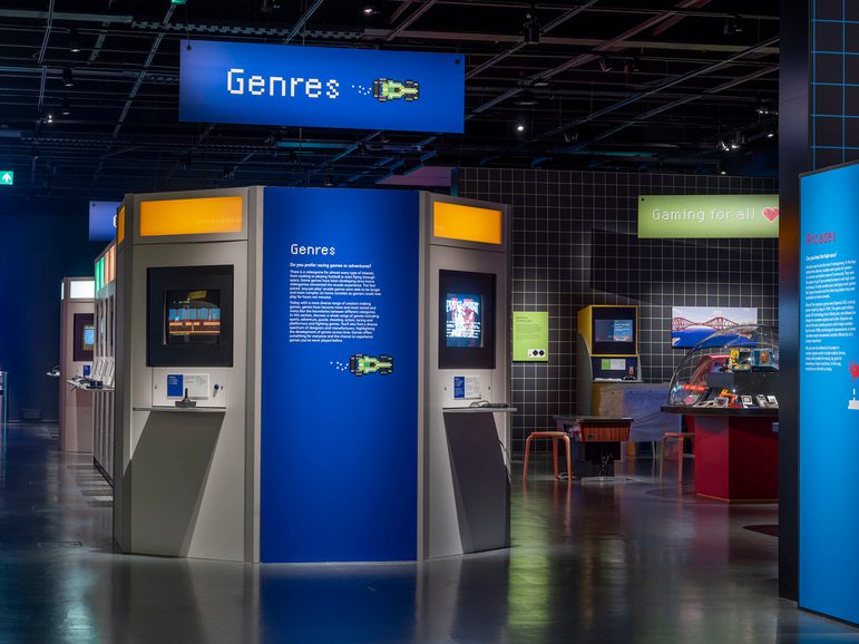 A view of the Game On gallery. In focus are two computer games, under a title banner that says 'Genres'.