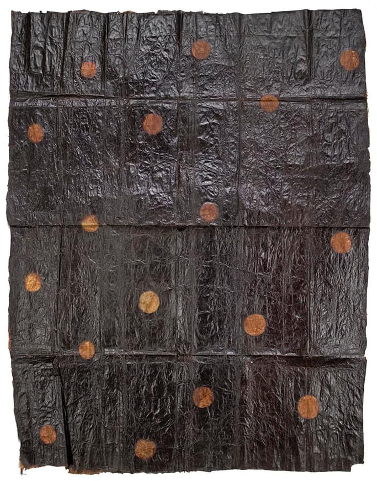 Piece of barkcloth fabric with spotted design