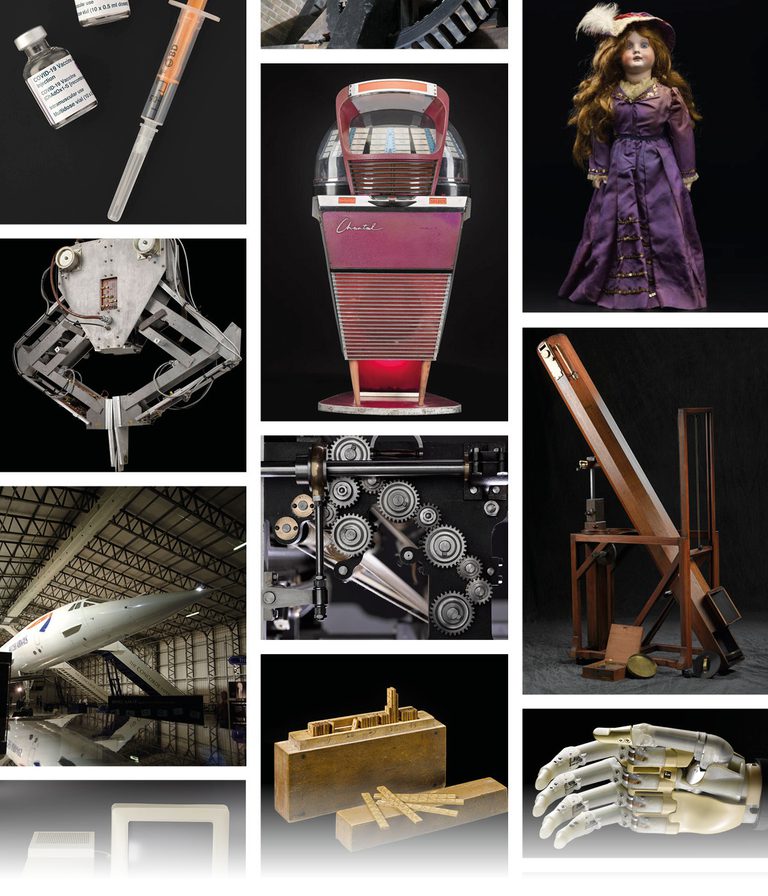 A graphic showing rows of collection items from the Science and Technology department.