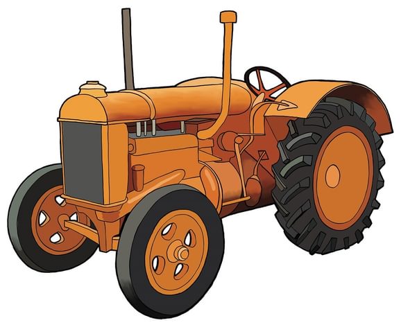 Illustration of an orange tractor