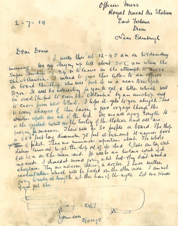 An aged yellowing handwritten letter.