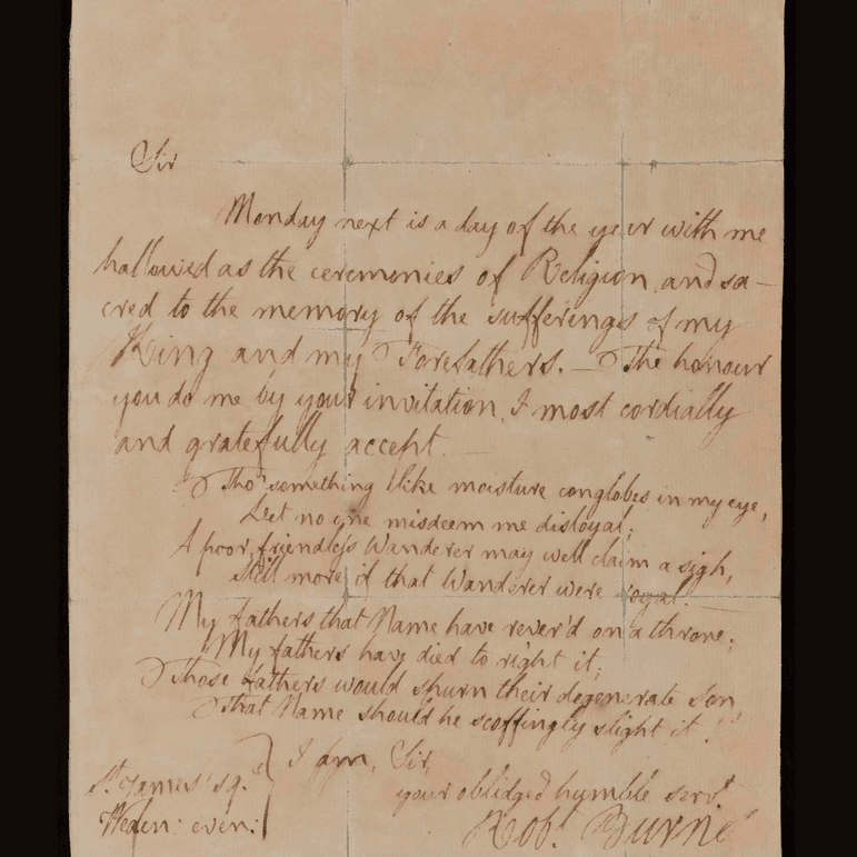 An old letter by Scottish writer and poet Robert Burns